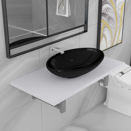 Meuble De Salle De Bain En Deux Pièces Céramique Chêne