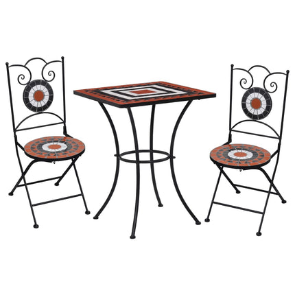 Ensemble De Bistro 3 Pcs Carreaux Céramiques Terre Cuite