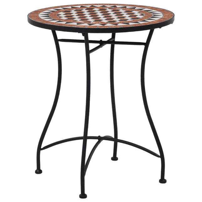 Ensemble De Bistro 3 Pcs Mosaïque Carreau Céramique Terre Cuite
