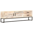 Meuble Tv Blanc 140 X 30 X 45 Cm Bois D'acacia Massif