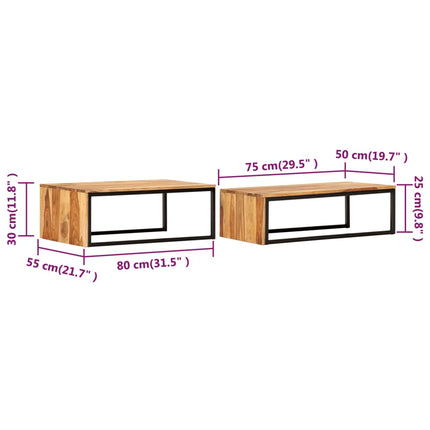 Tables Gigognes 2 Pcs Bois Solide