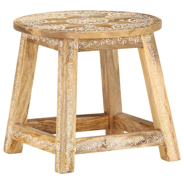 Tabouret Peint À La Main 38X38X35 Cm Bois De Manguier Solide