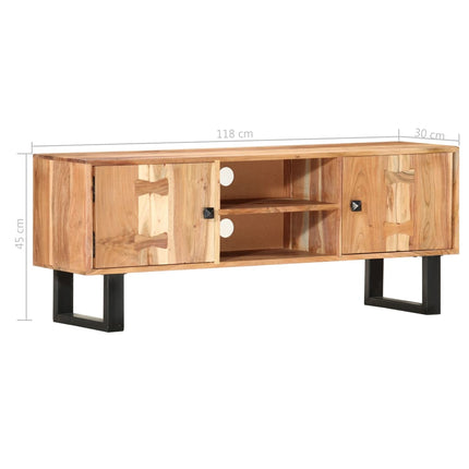 Meuble Tv 118X30X45 Cm Bois D'acacia Massif