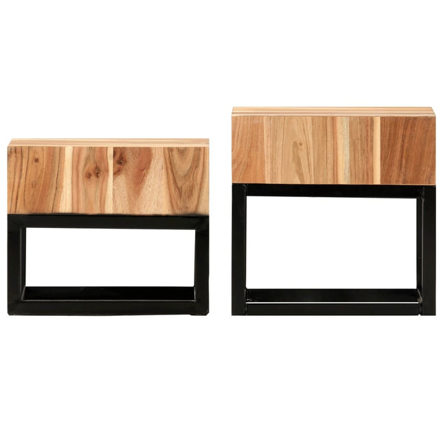 Tables D'appoint 2 Pcs Bois D'acacia Solide