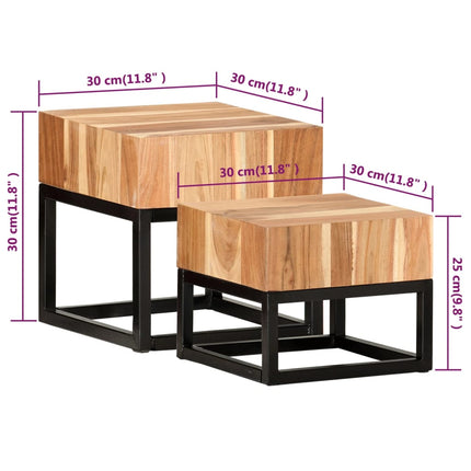 Tables D'appoint 2 Pcs Bois D'acacia Solide