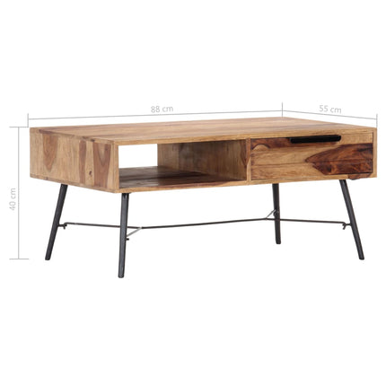 Table Basse 88X55X40 Cm Bois Massif