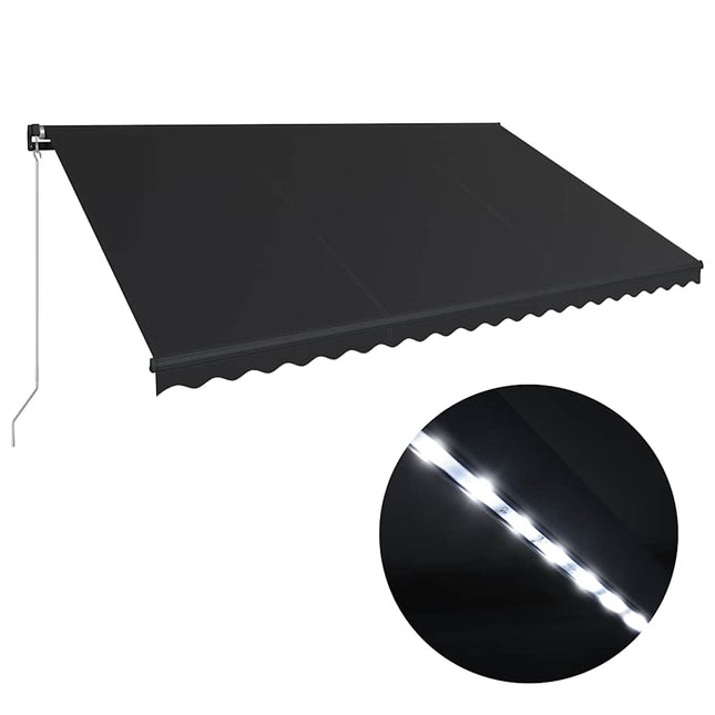 Auvent Manuel Rétractable Avec Led Anthracite