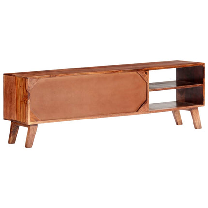 Meuble Tv Gris 140X30X45 Cm Bois Solide