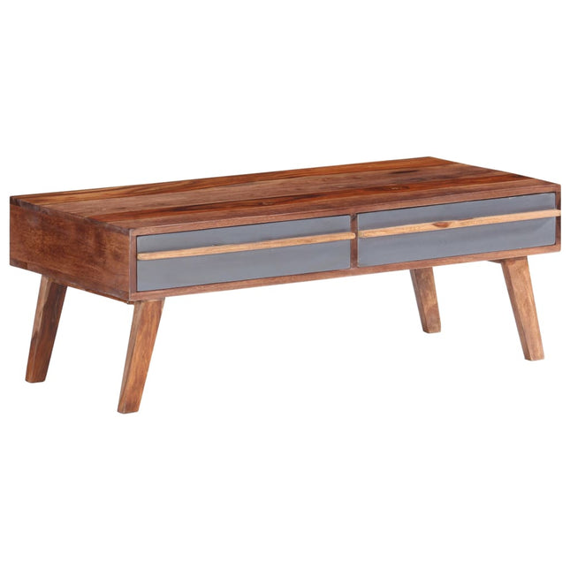 Table Basse Gris 110X50X40 Cm Bois Massif