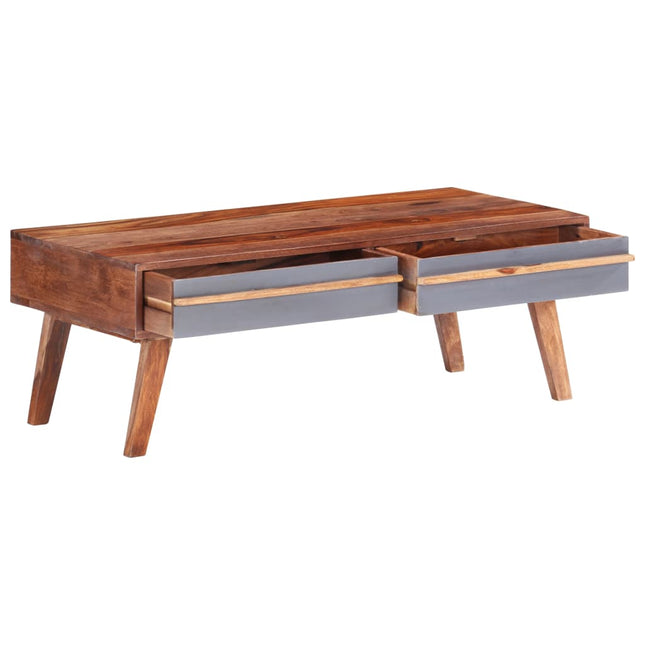 Table Basse Gris 110X50X40 Cm Bois Massif