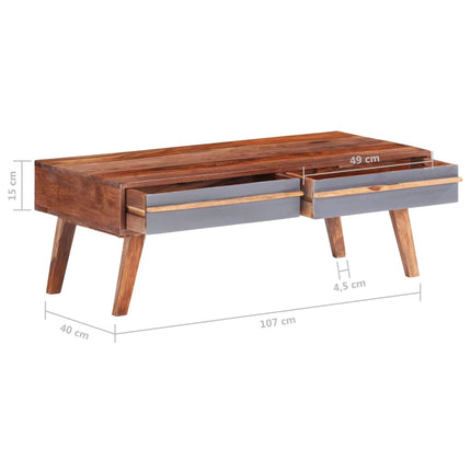 Table Basse Gris 110X50X40 Cm Bois Massif