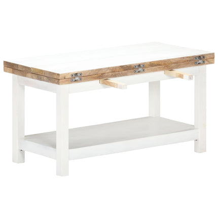 Table Basse Extensible Blanc 90X(45-90)X45 Cm Bois De Manguier