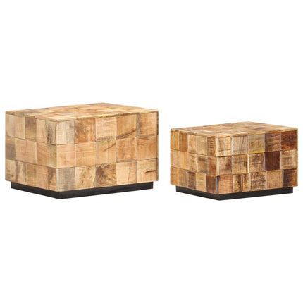 Tables Basses 2 Pcs Avec Design De Blocs Bois De Manguier Brut