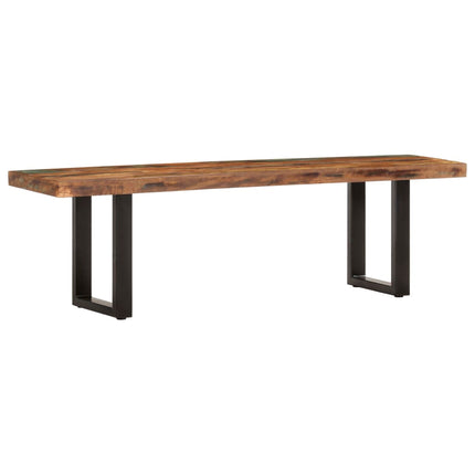 Banc Au Bord Naturel Du Bois Bois D'acacia Solide Acier