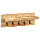 Porte-Manteau Mural 60X15X20 Cm Bois De Manguier Brut Solide