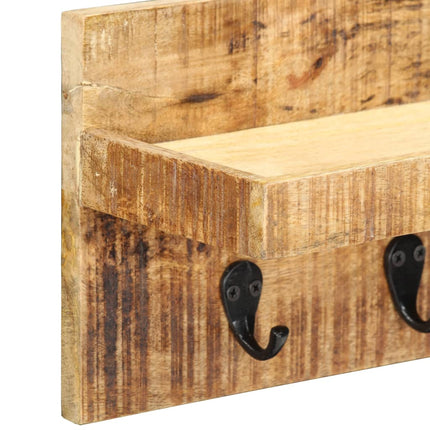 Porte-Manteau Mural 60X15X20 Cm Bois De Manguier Brut Solide
