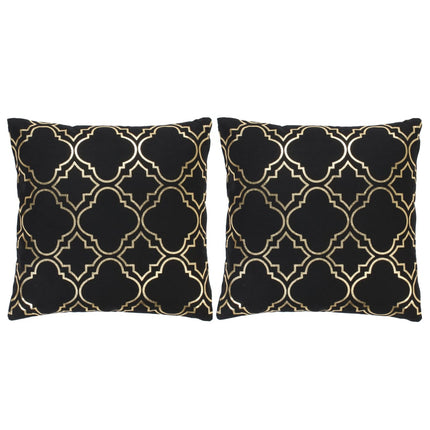 Coussins Imprimés À Film Lot De 2 Noir Et Doré 40X40 Cm Coton