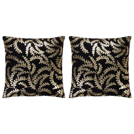Coussins Imprimés À Film Lot De 2 Noir Et Doré 40X40 Cm Coton