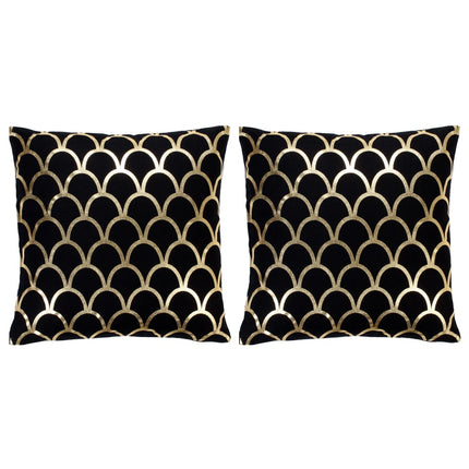 Coussins Imprimés À Film Lot De 2 Noir Et Doré 40X40 Cm Coton