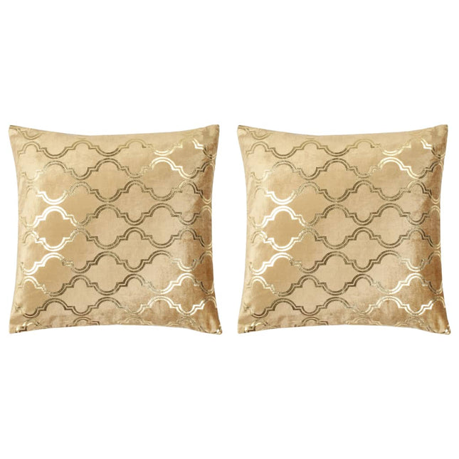 Coussins Imprimés À Film Lot De 2 Beige Et Doré 40X40Cm Velours