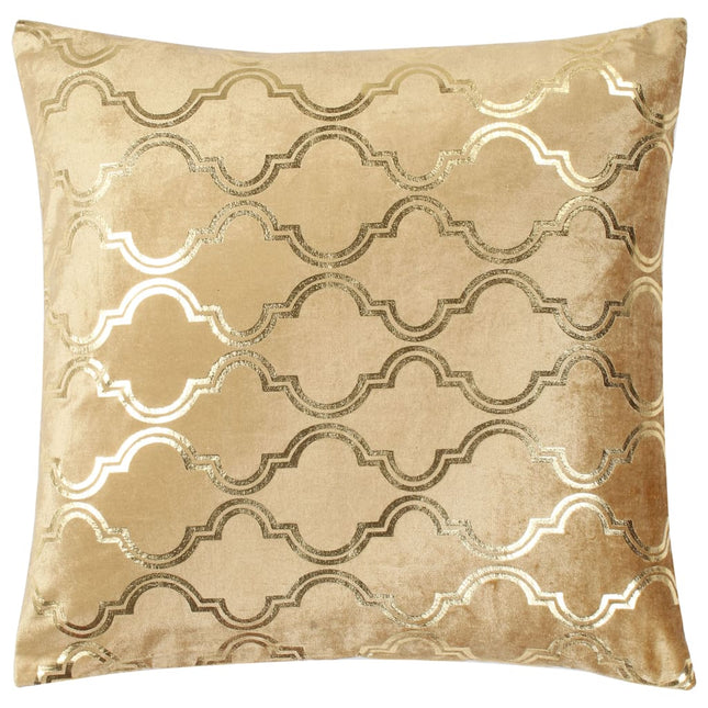 Coussins Imprimés À Film Lot De 2 Beige Et Doré 40X40Cm Velours