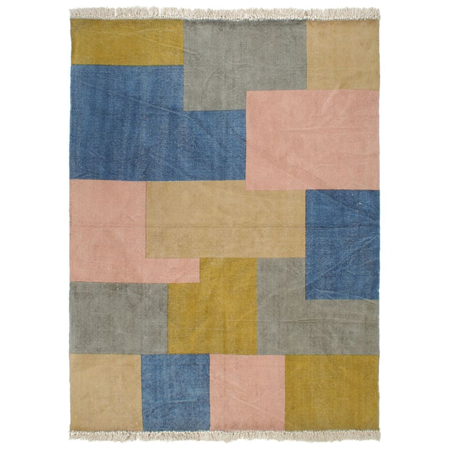 Tapis Tissé À La Main Coton Imprimé Multicolore