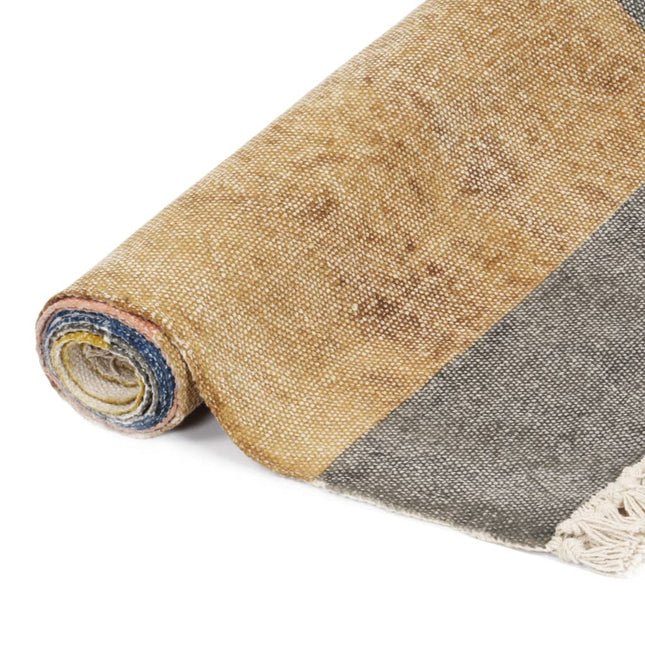 Tapis Tissé À La Main Coton Imprimé Multicolore