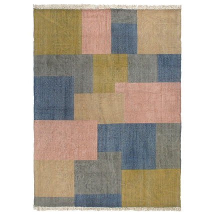 Tapis Tissé À La Main Coton Imprimé Multicolore