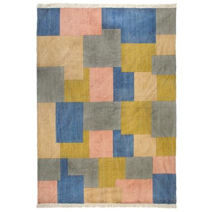 Tapis Tissé À La Main Coton Imprimé Multicolore