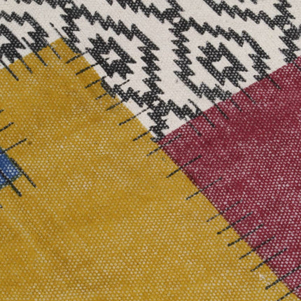 Tapis Tissé À La Main Coton Imprimé Multicolore