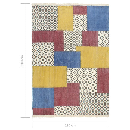 Tapis Tissé À La Main Coton Imprimé Multicolore