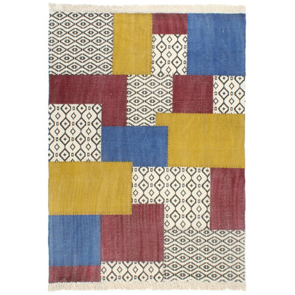 Tapis Tissé À La Main Coton Imprimé Multicolore