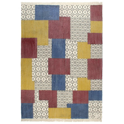 Tapis Tissé À La Main Coton Imprimé Multicolore