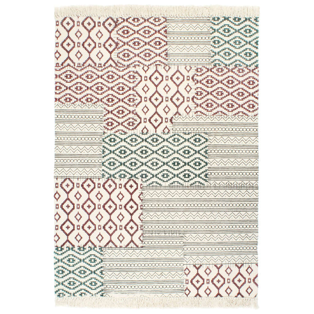 Tapis Tissé À La Main Coton Imprimé Multicolore