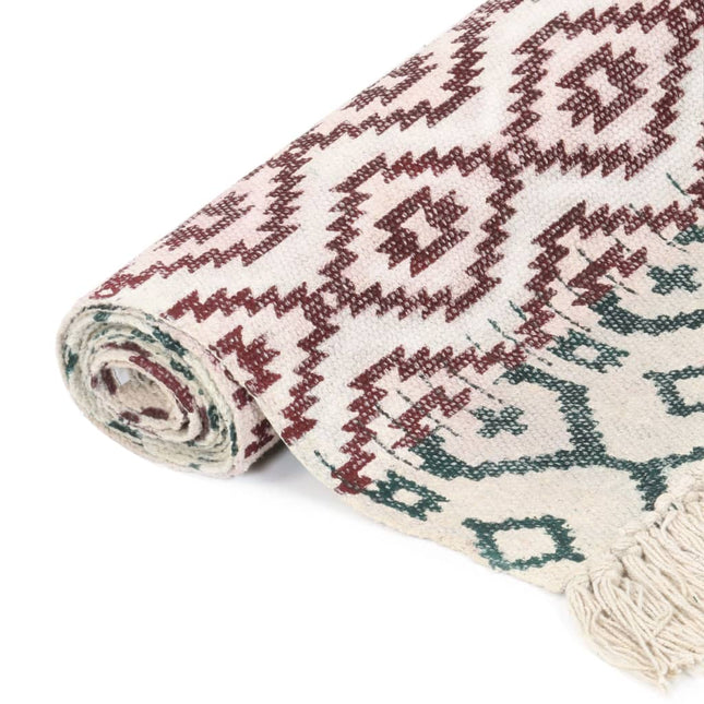 Tapis Tissé À La Main Coton Imprimé Multicolore