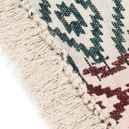 Tapis Tissé À La Main Coton Imprimé Multicolore