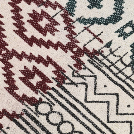 Tapis Tissé À La Main Coton Imprimé Multicolore