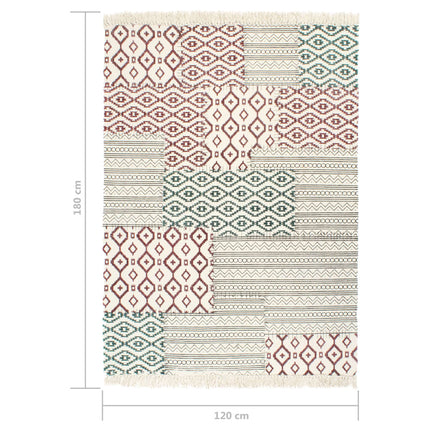 Tapis Tissé À La Main Coton Imprimé Multicolore
