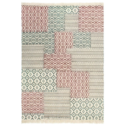 Tapis Tissé À La Main Coton Imprimé Multicolore