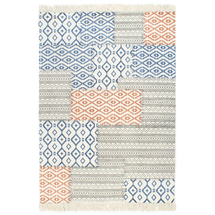 Tapis Tissé À La Main Coton Imprimé Multicolore