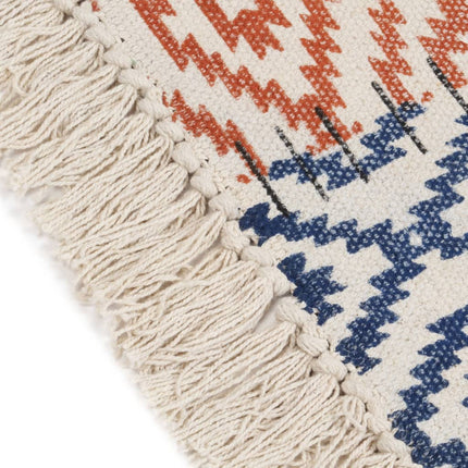 Tapis Tissé À La Main Coton Imprimé Multicolore