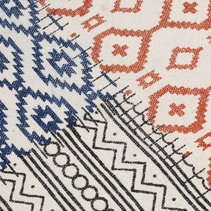 Tapis Tissé À La Main Coton Imprimé Multicolore