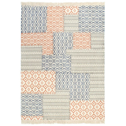 Tapis Tissé À La Main Coton Imprimé Multicolore