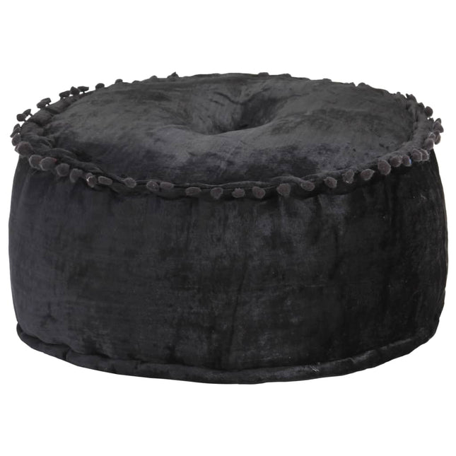 Pouf Rond Velours 40X20 Cm Anthracite