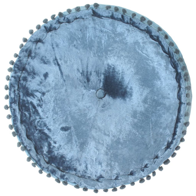 Pouf Rond Velours 40X20 Cm Bleu
