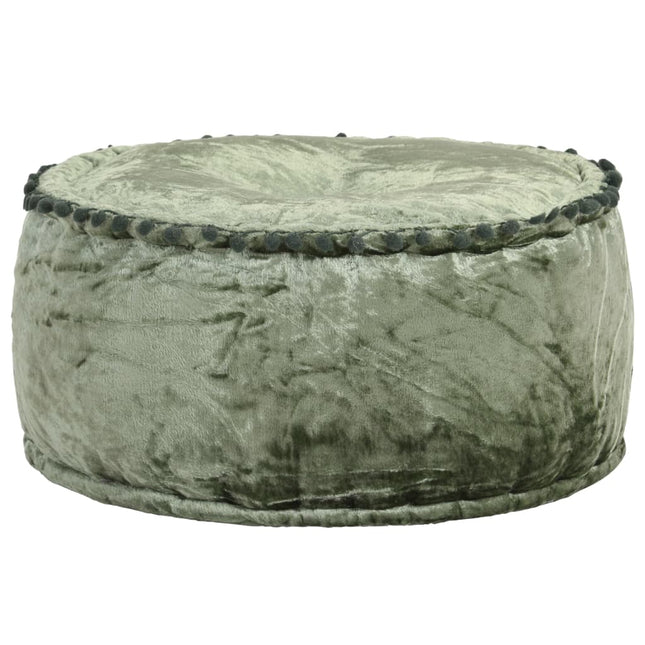 Pouf Rond Velours 40X20 Cm Vert