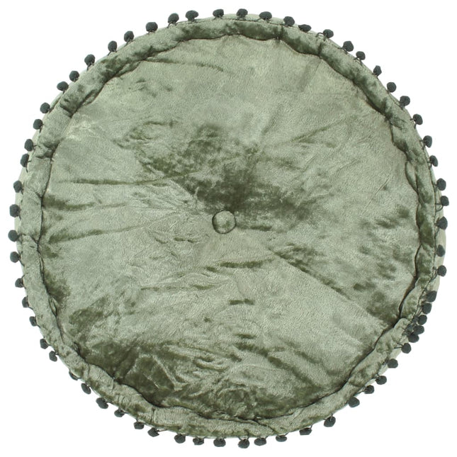 Pouf Rond Velours 40X20 Cm Vert