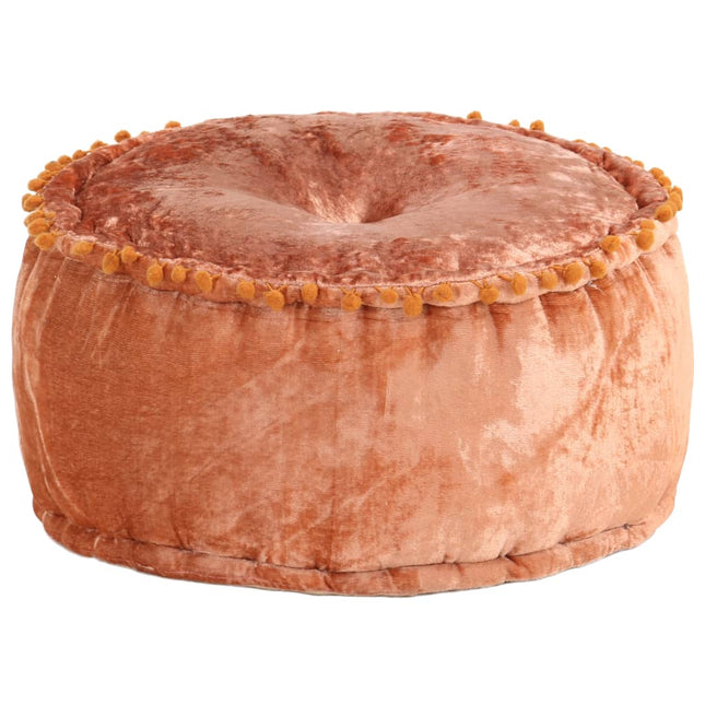 Pouf Rond Velours 40X20 Cm Rouille