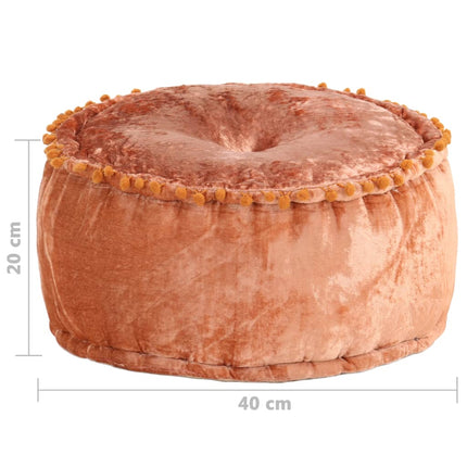 Pouf Rond Velours 40X20 Cm Rouille