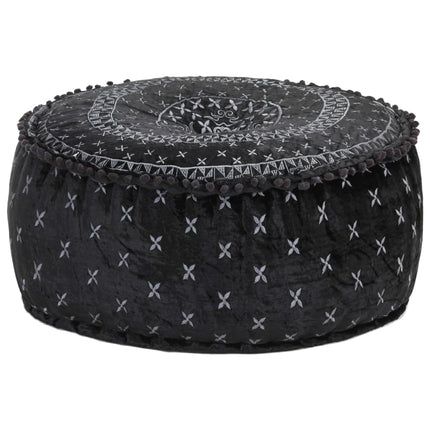 Pouf Rond Avec Broderie Velours 60X25 Cm